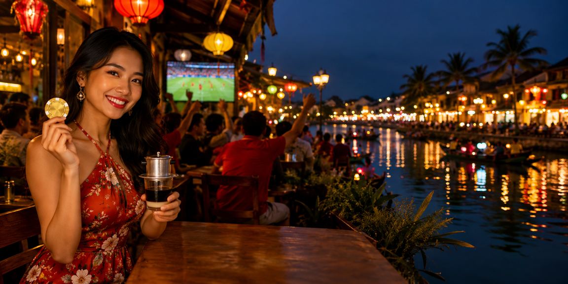 Không gian giải trí casino sang trọng tại Hội An về đêm với ánh đèn lung linh